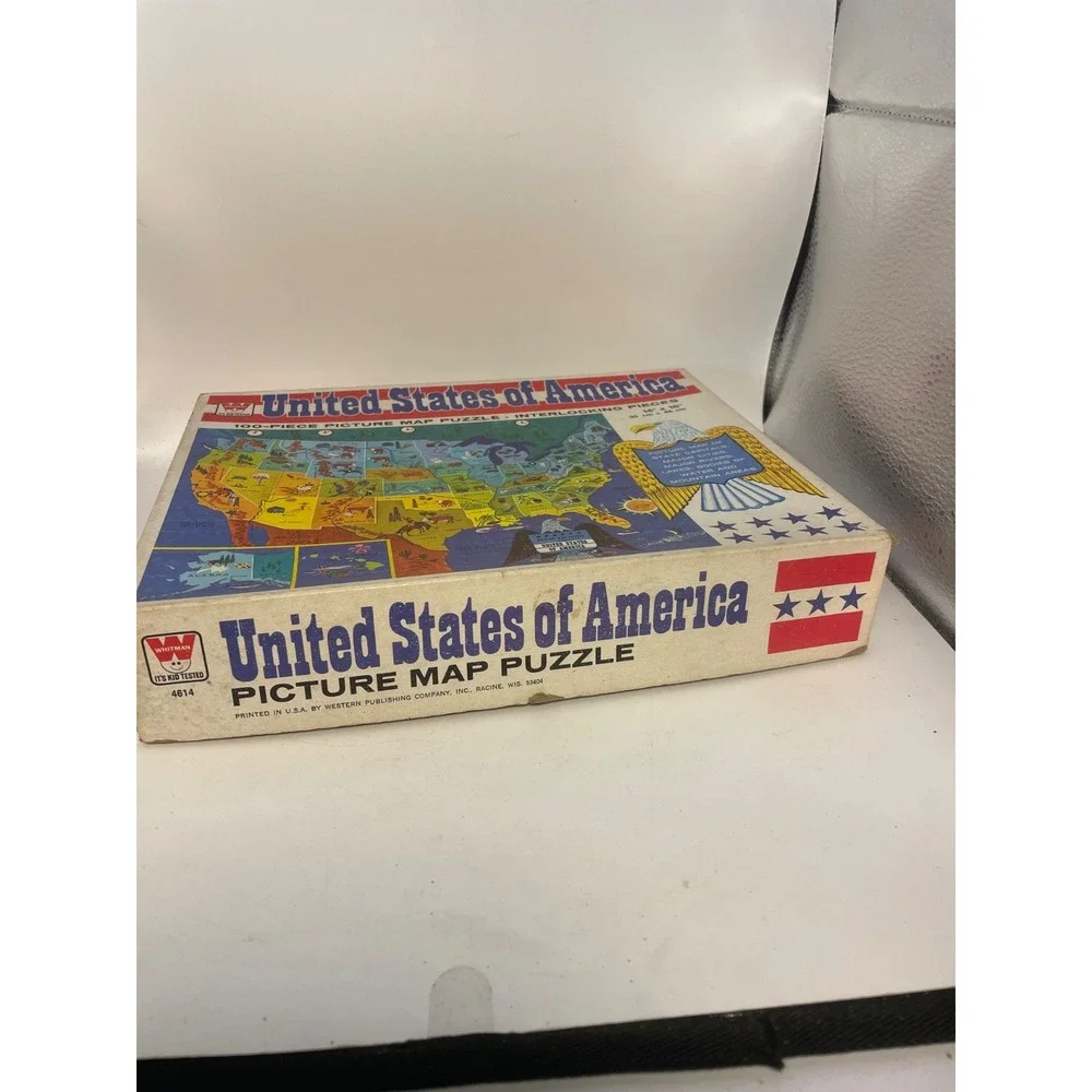 Vintage 1965 Whitman United States Of America Map 100 Piece Puzzle Complete